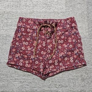 Hollister Burgundy Floral High Waist Shorts